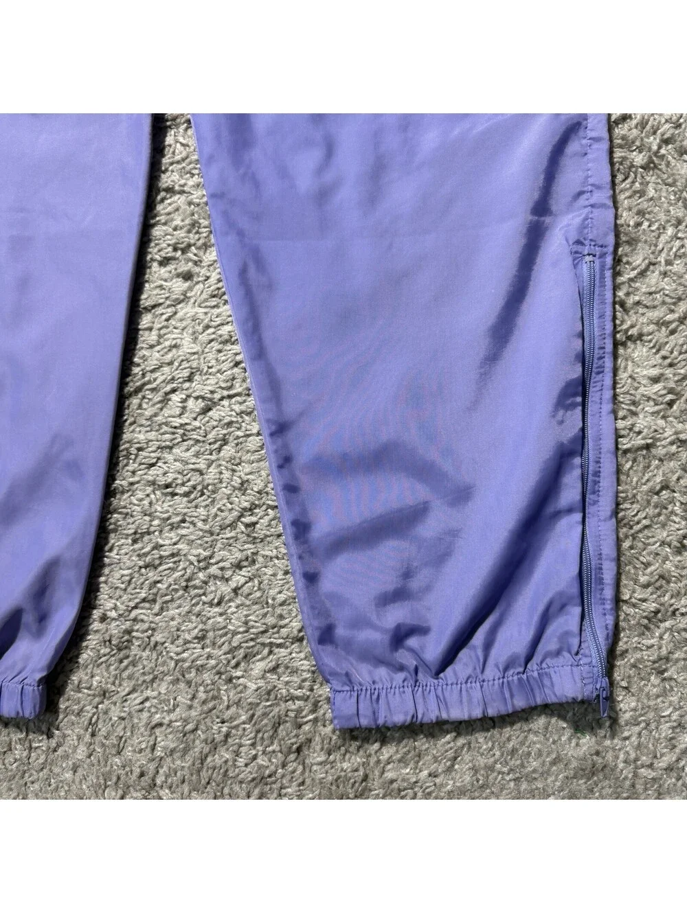 Vintage 90s Nike Nylon Track Pants Womens L Purple Ankle Zip Windbreaker VTG